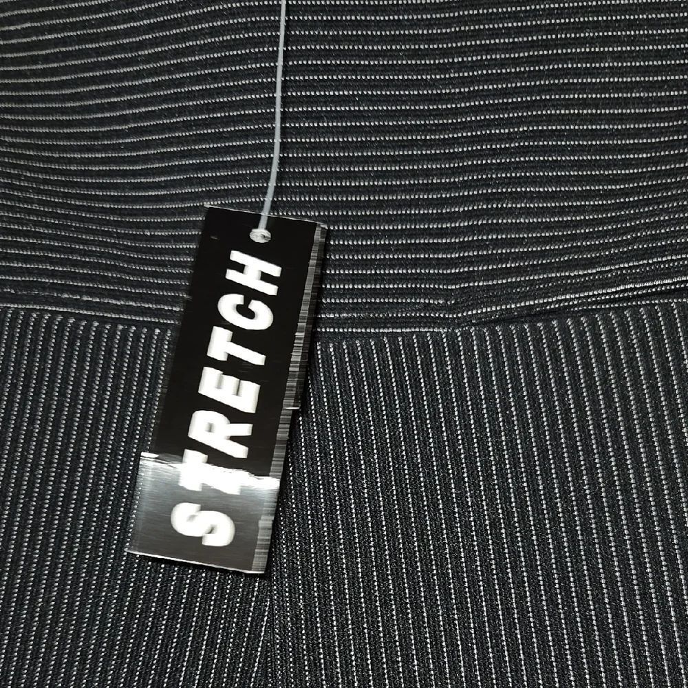 Black Ribbed Knit Trousers with Elastic Waistband - Picture 5 of 5